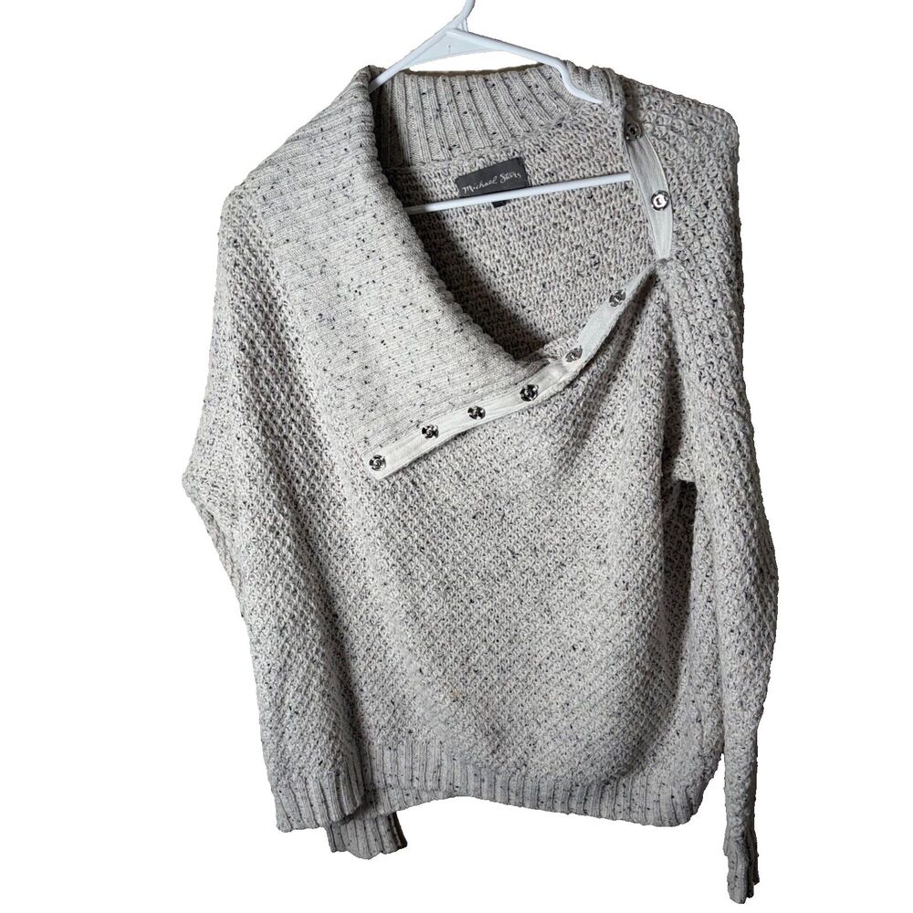 Michael Stars Sweater Women's XS Gray Pullover Asymmetrical Button Knit